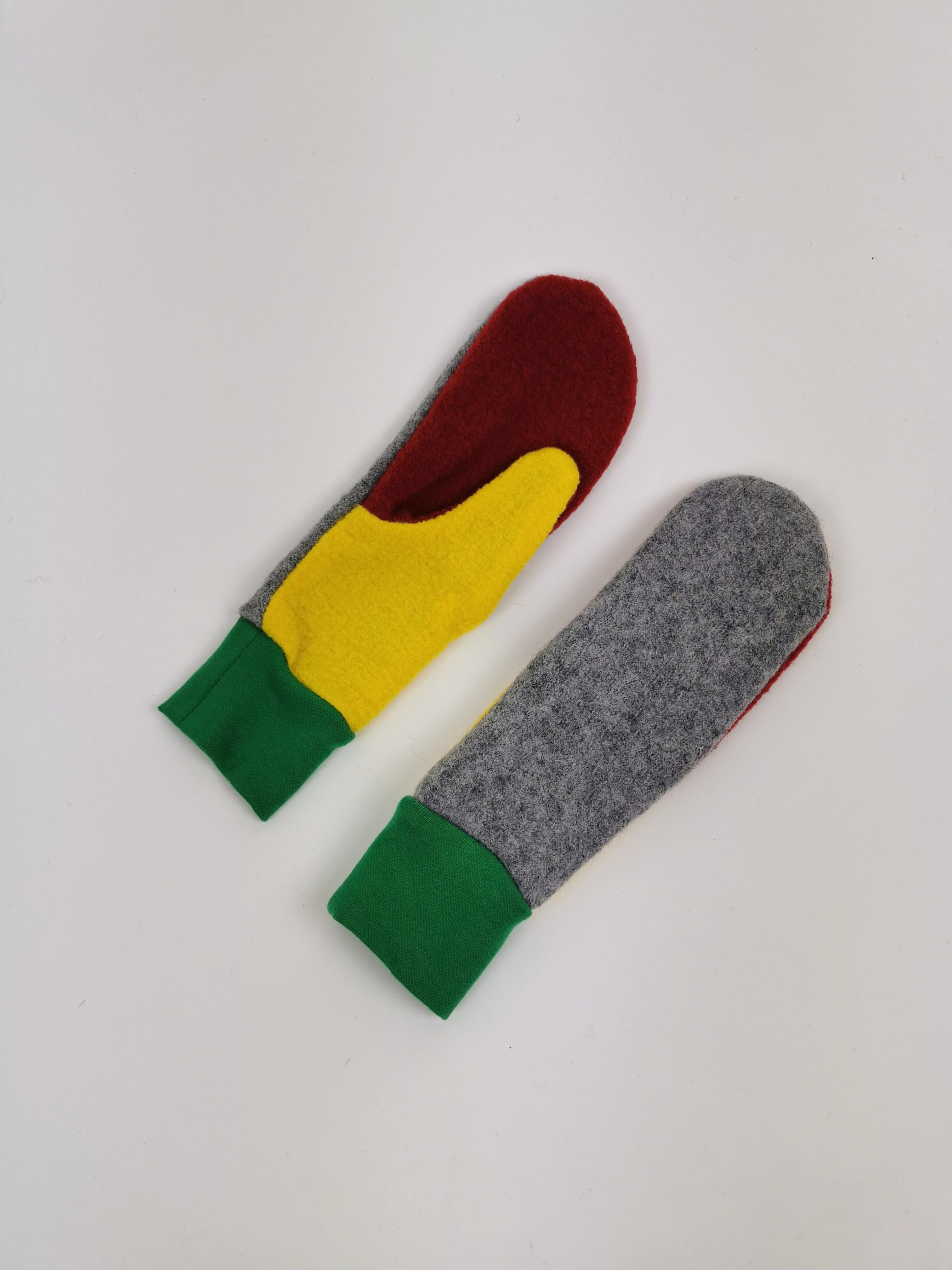 Näh-Set Handschuhe für Erwachsene - Grau/Rot/Gelb/Grün
