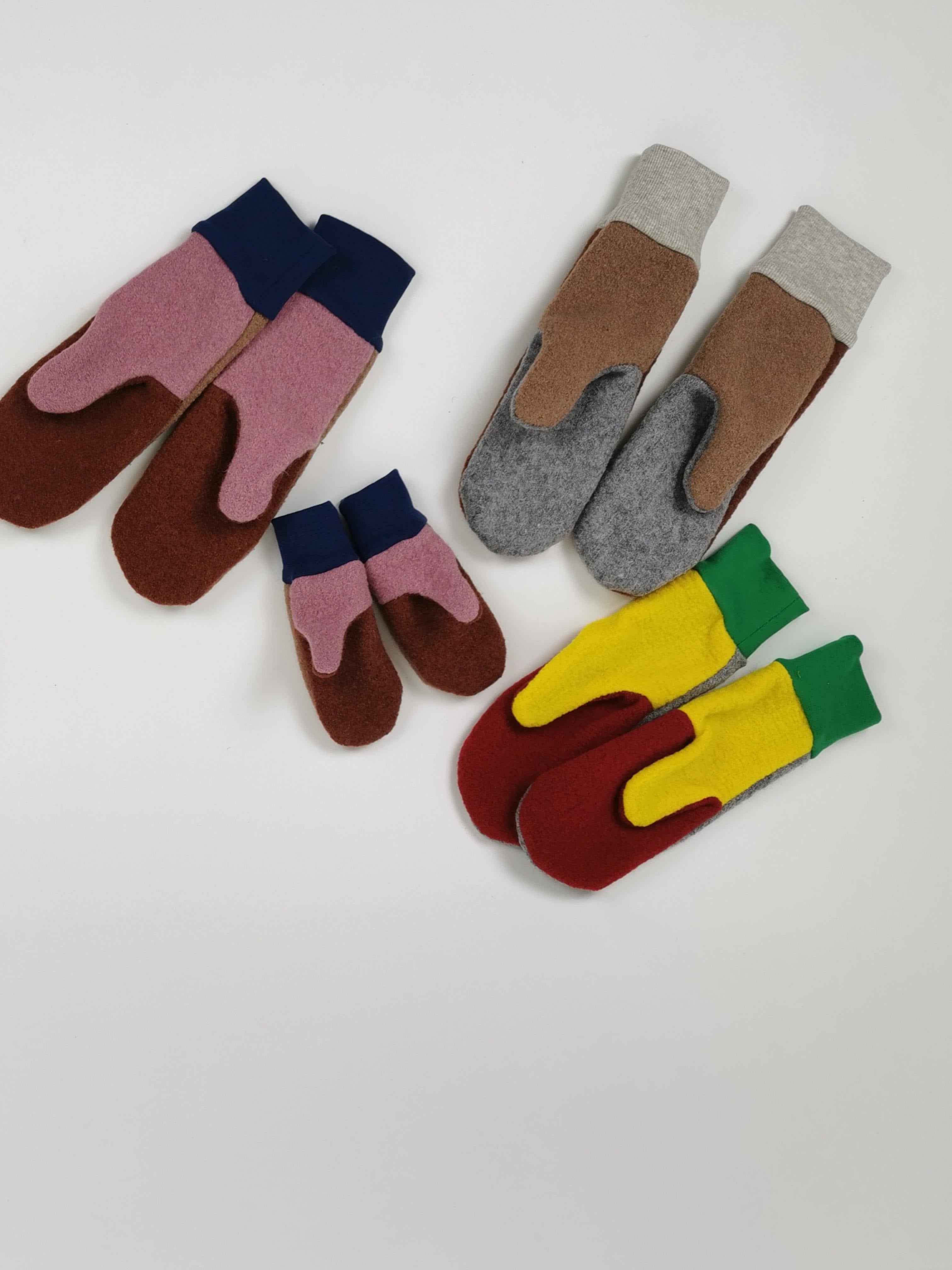 Näh-Set Handschuhe für Erwachsene - Grau/Rot/Gelb/Grün