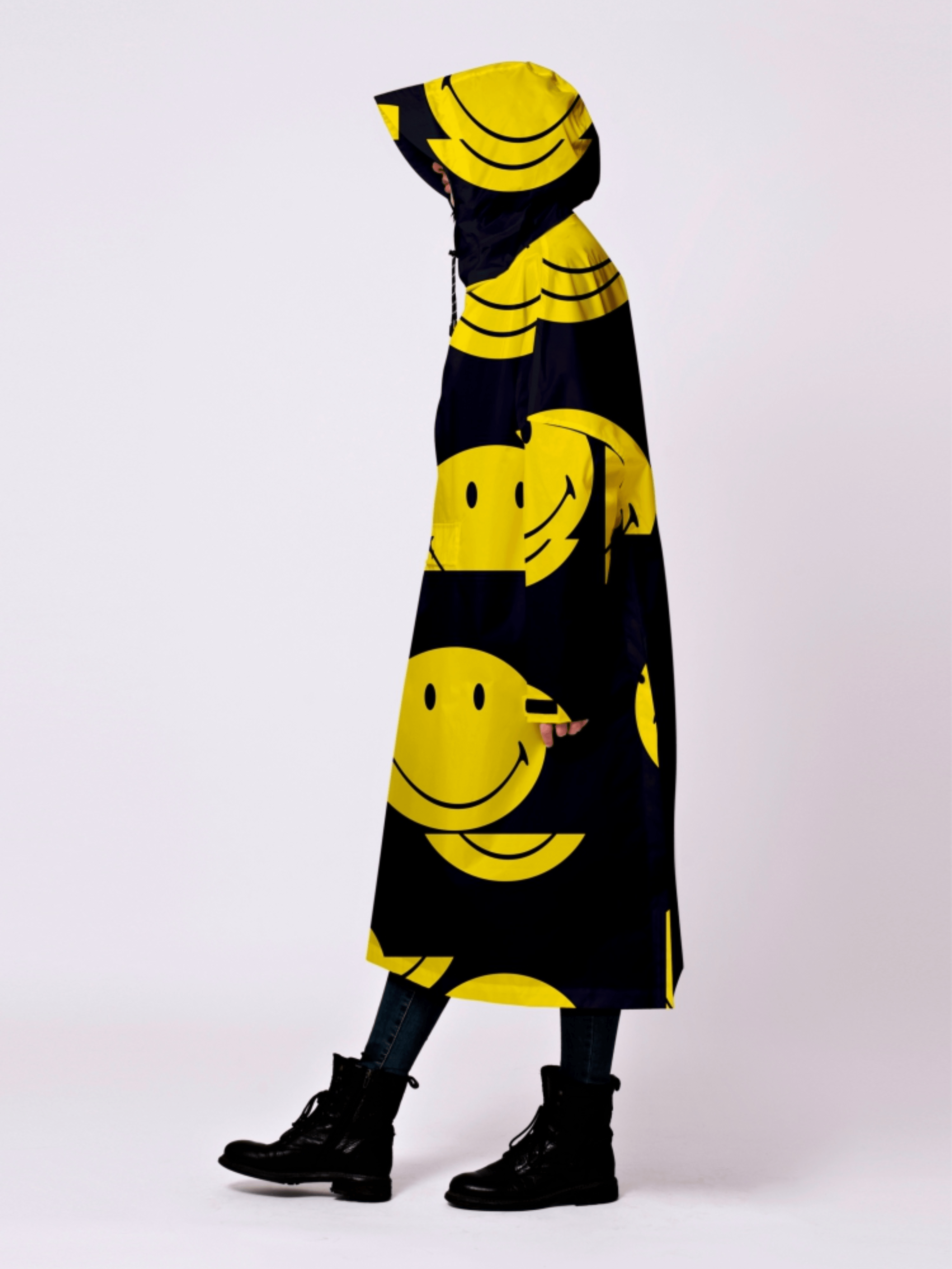 Regenponcho The Smiley - schwarz gelb